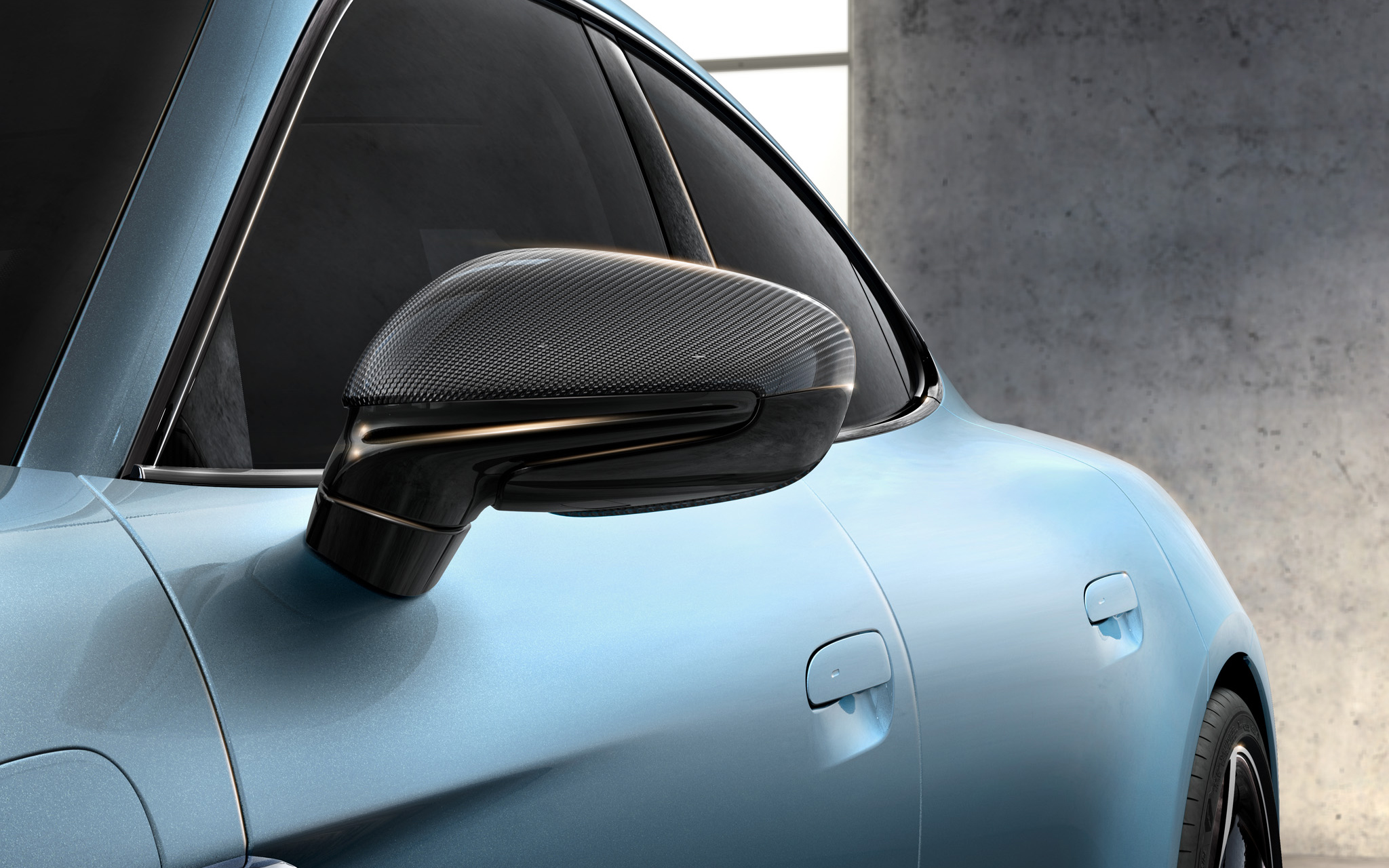 Exterior Upper Mirror Trims Made From Carbon Fiber for Porsche Taycan