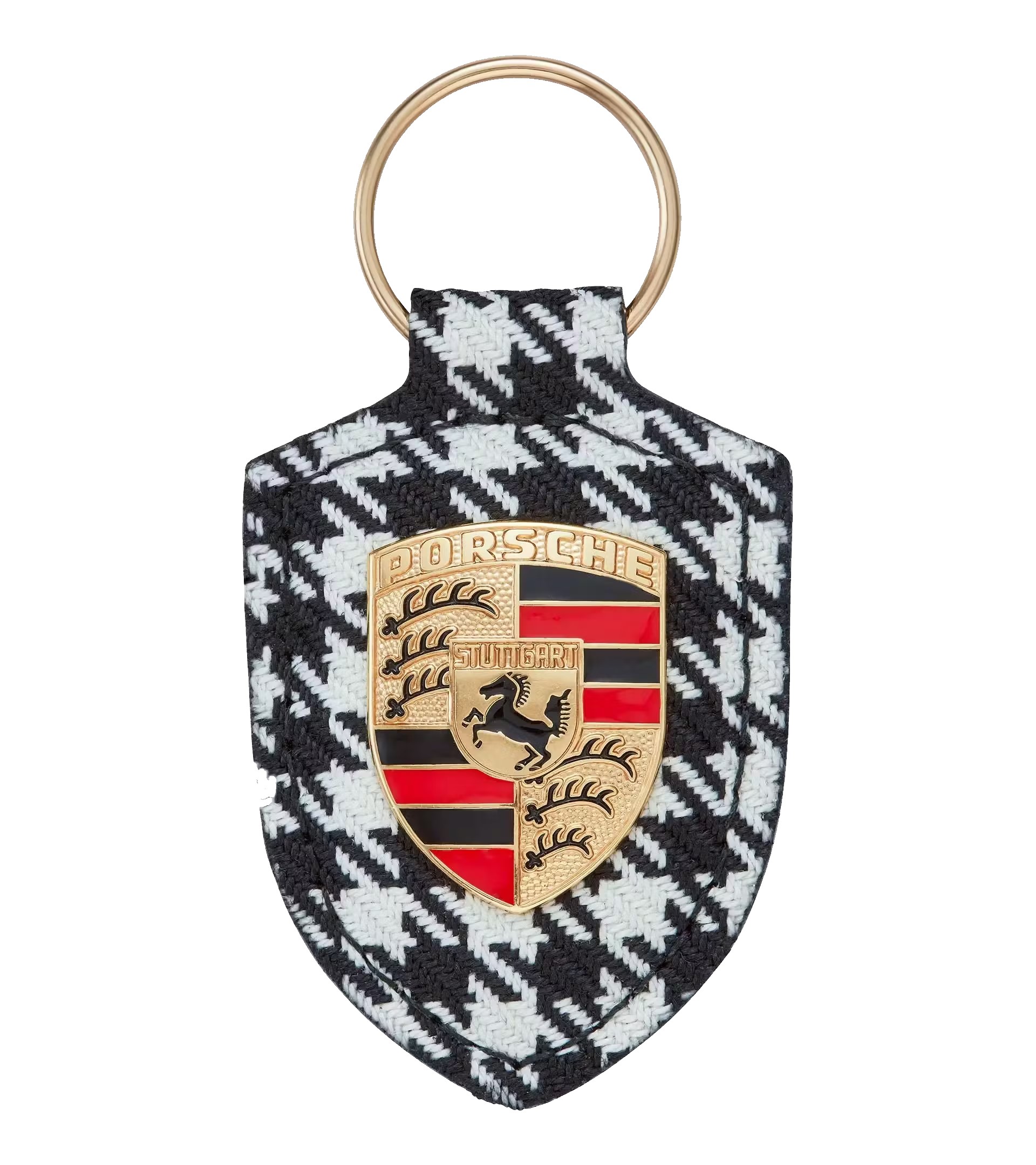 Porsche Crest Key Ring Heritage Edition, Pepita Fabric RACCAR Automotive