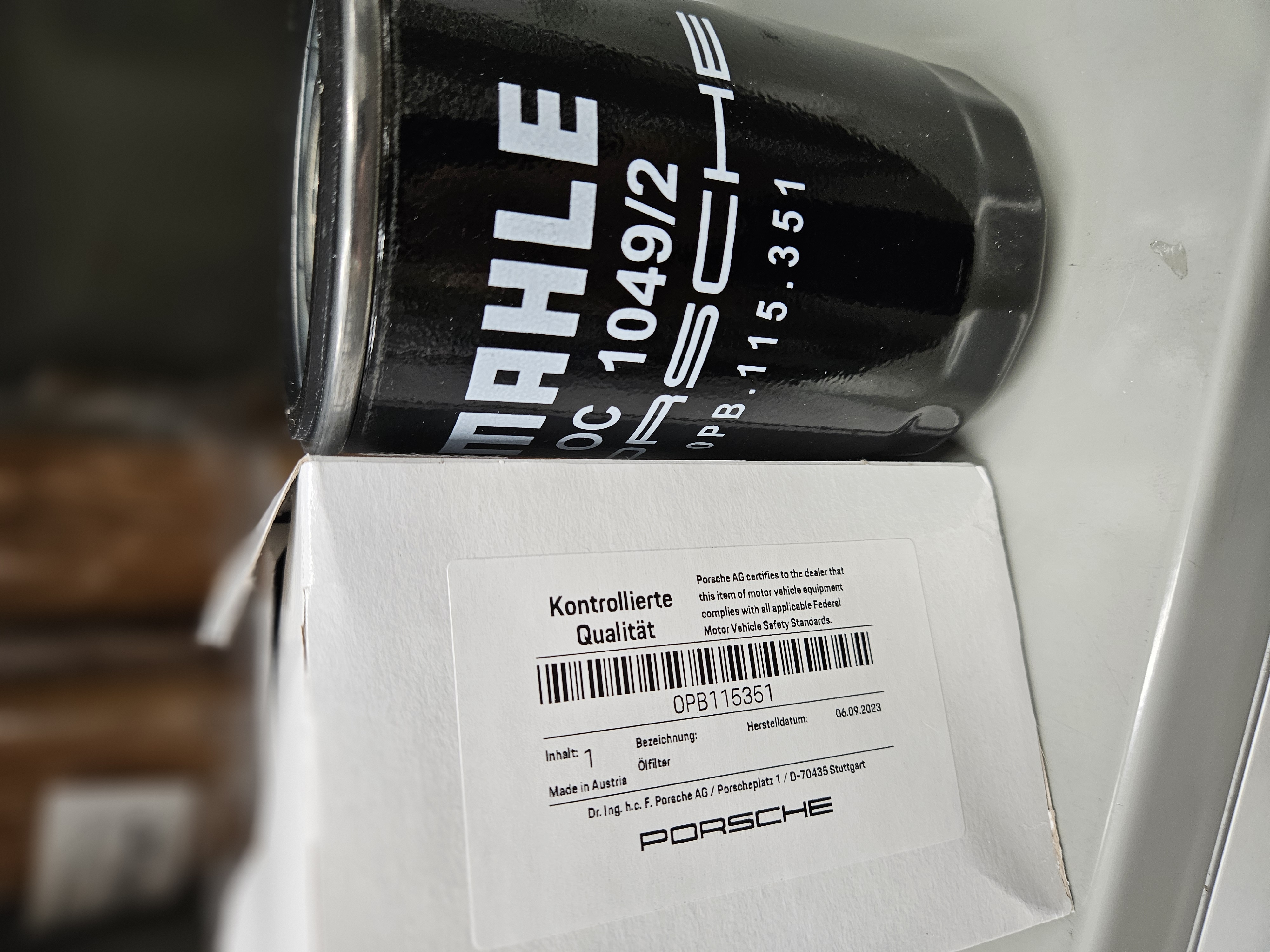 Genuine Porsche GT4 GT3/RS Spyder Oil Filter: RACCAR Automotive