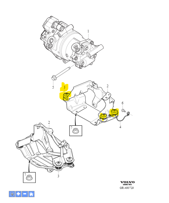 Volvo Genuine A/C Compressor Bracket Insulators/Spring Kit - 32369554 ...